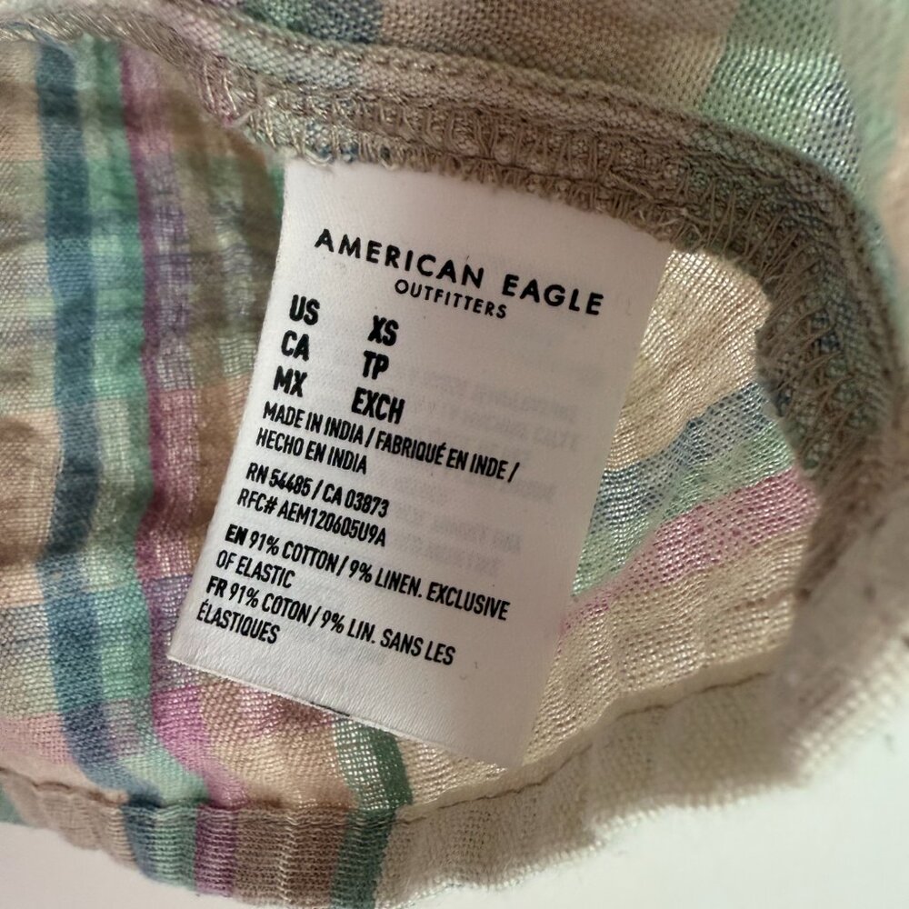 NWT American Eagle Pastel Plaid Stripe Swing Smock Crop Cami Tank Size XS NEW - Picture 7 of 11